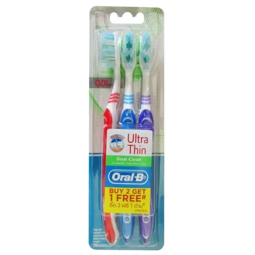 [446781] مسواک اورال-بی سری Ultra Thin مدل Dual Clean با برس خیلی نرم بسته 3 عددی