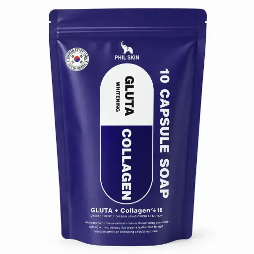 صابون شستشو ضد چروک صورت و بدن فیل اسکین مدل collagen مناسب برای انواع پوست وزن 105 گرم بسته 10 عددی