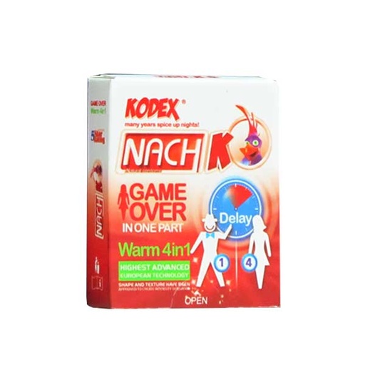 [3713] کاندوم چهار کاره گرم ناچ کدکس (بسته سه عددی) NACH-GAME OVER