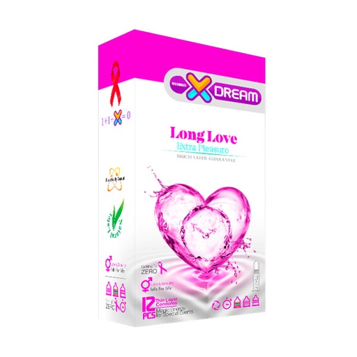 [5288] کاندوم ایکس دریم مدل لذت طولانی Long Love بسته 12 عددی