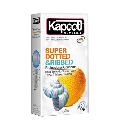[7553] کاندوم خاردار و حلقوی کاپوت مدل Super Dotted And Ribbed