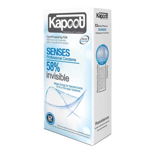 [7657] کاندوم نازک و شفاف کاپوت مدل Senses بسته 12 عددی