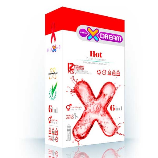 کاندوم ایکس دریم مدل گرم hot 6in1 بسته 12 عددی