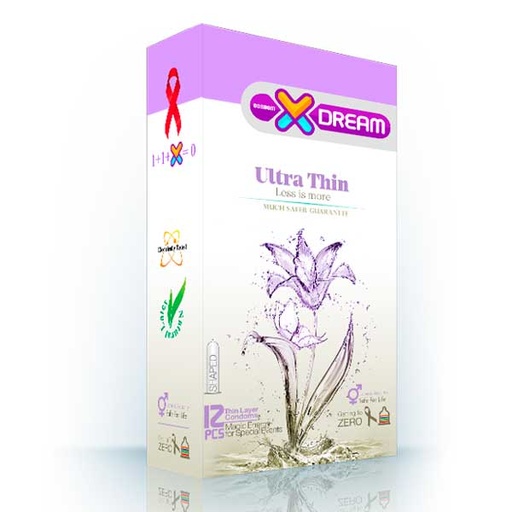 کاندوم ایکس دریم مدل نازک ultra thin بسته 12 عددی