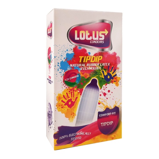 [10280] کاندوم رنگی لوتوس مدل TIP DIP بسه 12 عددی