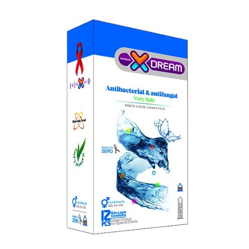 [15246] کاندوم ایکس دریم مدل ضد قارچ Antibacterial And Antifungal بسته 12 عددی