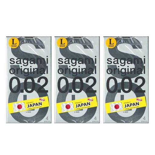 3 بسته چهار عددی کاندوم ساگامی سایز بزرگ Sagami Original 0.02