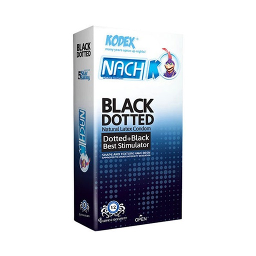 [32615] کاندوم ناچ کدکس مدل BLACK DOTTED بسته 12 عددی
