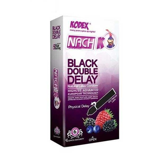 [32618] کاندوم ناچ کدکس مدل BLACK DOUBLE DELAY بسته 12 عددی