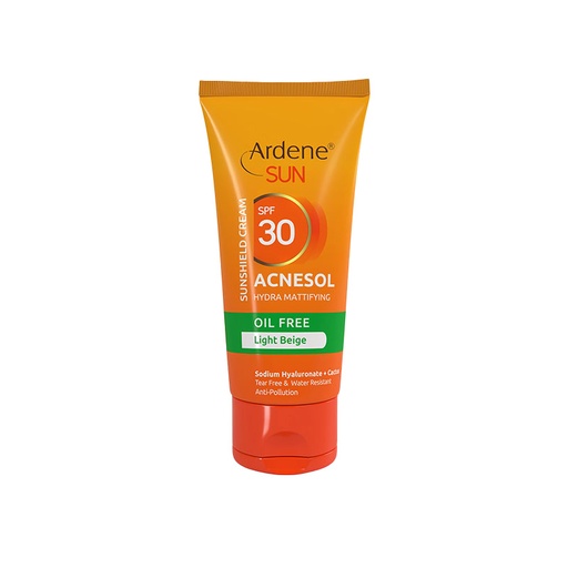 کرم ضدآفتاب رنگی آکنه‌سول SPF30 فاقد چربی مرطوب‌کننده آردن سان پوست‌چرب و آکنه‌ای 50میل-بژ روشن