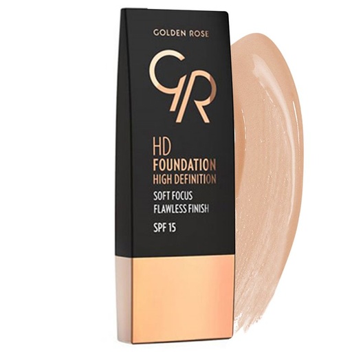 [35460] کرم پودر Spf 15 گلدن رز مدل HD حجم 20میل - شماره 101