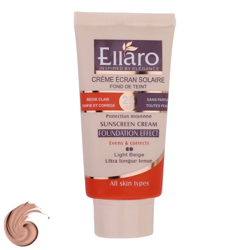 [38961] کرم ضدآفتاب رنگی SPF25 الارو مدل foundation effect انواع‌پوست 40میل-بژ روشن