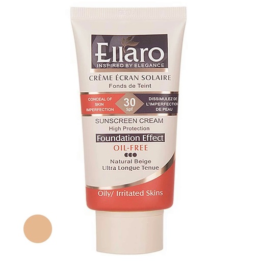 [38963] کرم ضدآفتاب رنگی الارو SPF30 سری Foundation Effect پوست‌چرب 40میل-بژ طبیعی