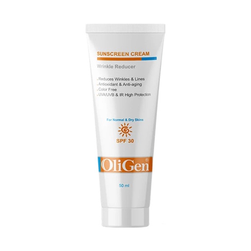 [40889] کرم ضدآفتاب و ضدچروک بی‌رنگ SPF30 الی‌ژن پوست خشک‌ومعمولی 50میل