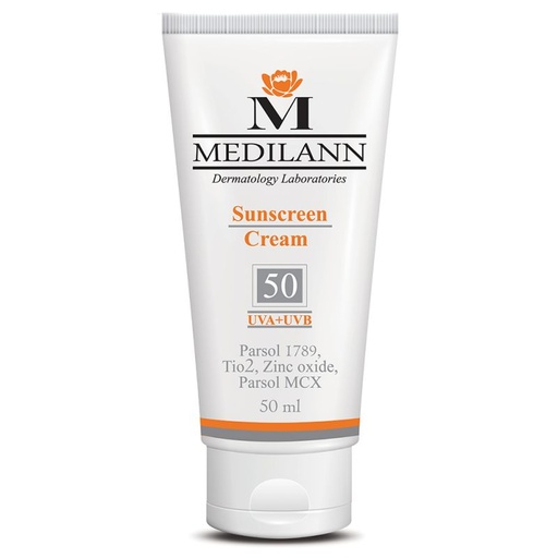 [40987] کرم ضد آفتاب رنگی Spf50 مدیلن مناسب پوست خشک حجم 50 میل