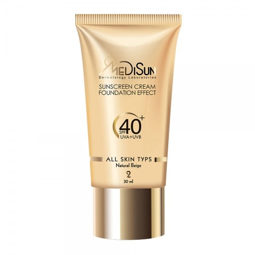 [41201] ضد آفتاب کرم پودری رنگی تیوبی انواع پوست SPF40 مدیسان بژ طبیعی