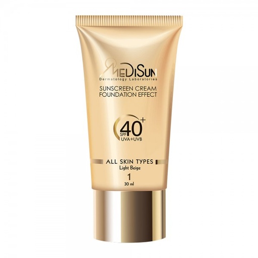 [41205] ضد آفتاب کرم پودری رنگی تیوبی انواع پوست SPF40 مدیسان بژ روشن