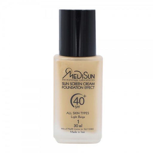 [41212] ضد آفتاب کرم پودری رنگی شیشه‌ای انواع پوست SPF40 مدیسان بژ روشن