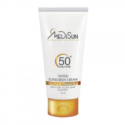 [41218] کرم ضد آفتاب مدیسان سری Dry And Normal Skin مدل Tinted حجم 50 میل مناسب پوست های خشک و معمولی